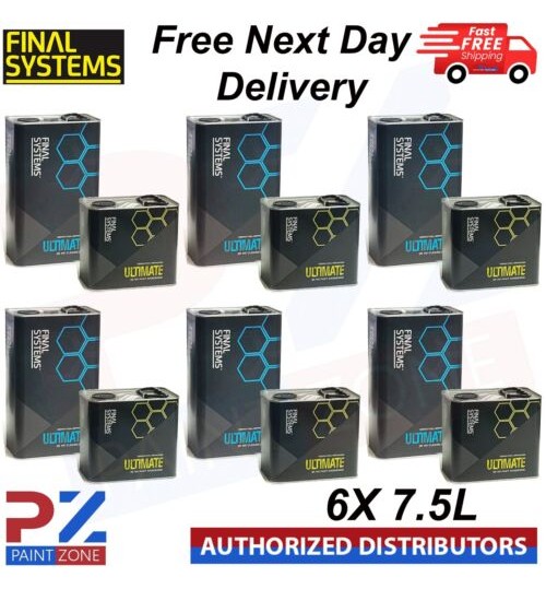 6X FINAL SYSTEMS ULTIMATE 2K HS CLEAR COAT LACQUER KIT 7.5LTR - FAST HARDENER